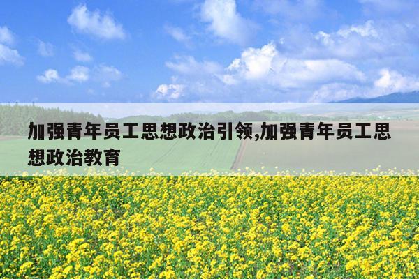 加强青年员工思想政治引领,加强青年员工思想政治教育
