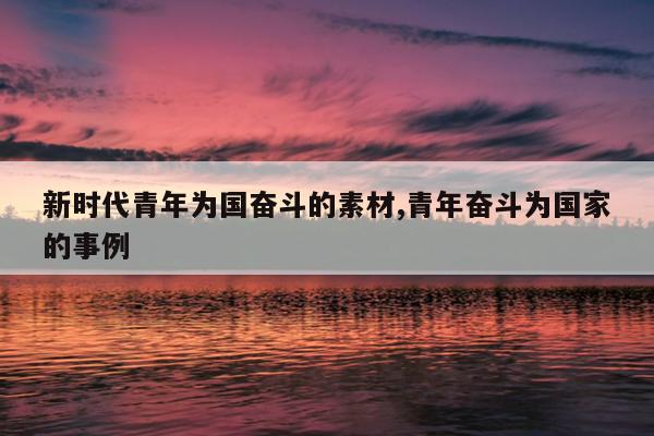 新时代青年为国奋斗的素材,青年奋斗为国家的事例