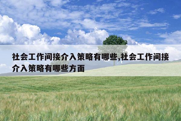 社会工作间接介入策略有哪些,社会工作间接介入策略有哪些方面