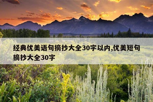 经典优美语句摘抄大全30字以内,优美短句摘抄大全30字