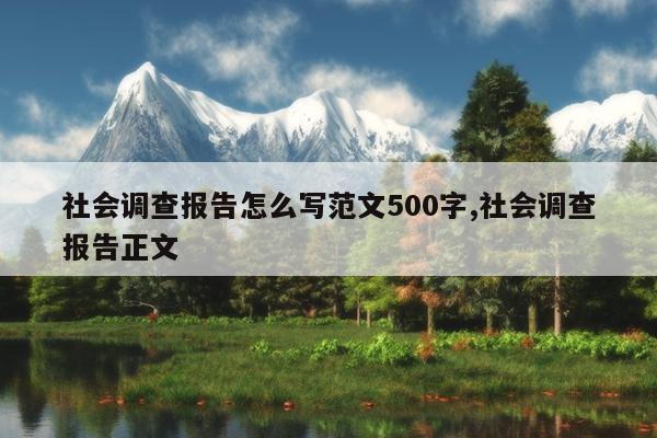 社会调查报告怎么写范文500字,社会调查报告正文