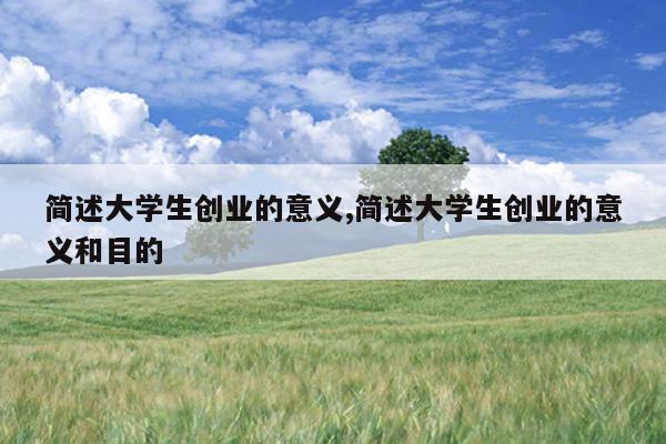 简述大学生创业的意义,简述大学生创业的意义和目的