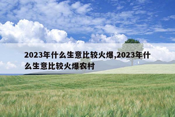 2023年什么生意比较火爆,2023年什么生意比较火爆农村