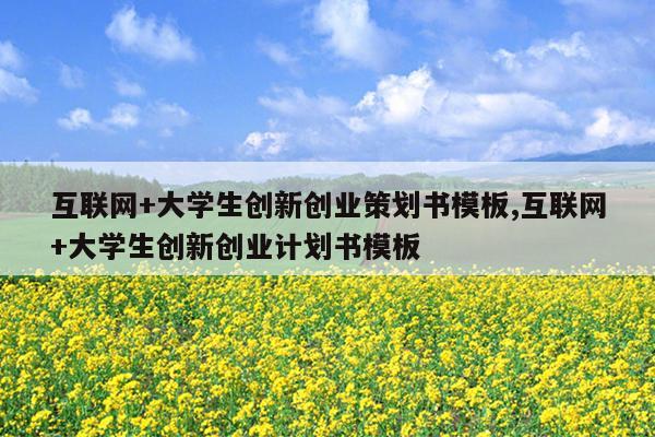 互联网+大学生创新创业策划书模板,互联网+大学生创新创业计划书模板