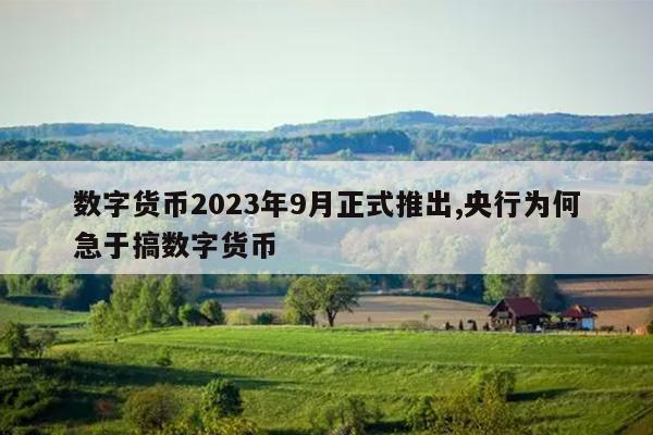 数字货币2023年9月正式推出,央行为何急于搞数字货币