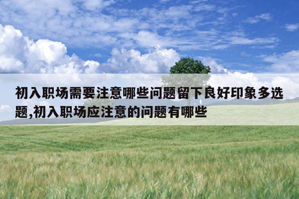 初入职场需要注意哪些问题留下良好印象多选题,初入职场应注意的问题有哪些