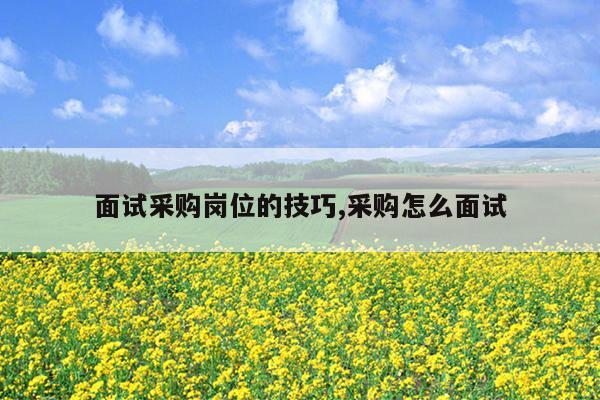 面试采购岗位的技巧,采购怎么面试