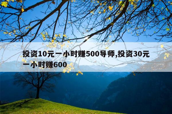 投资10元一小时赚500导师,投资30元一小时赚600