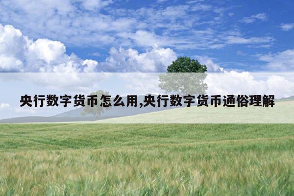 央行数字货币怎么用,央行数字货币通俗理解