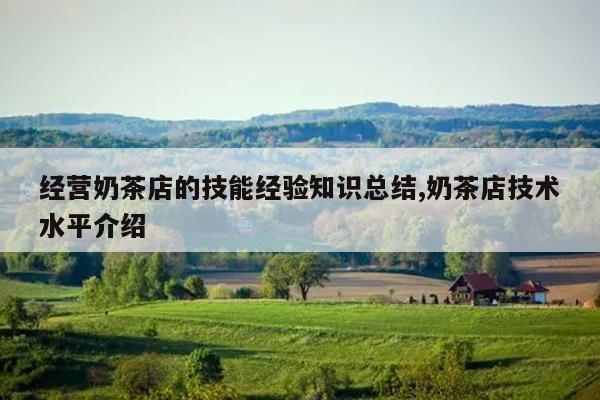 经营奶茶店的技能经验知识总结,奶茶店技术水平介绍