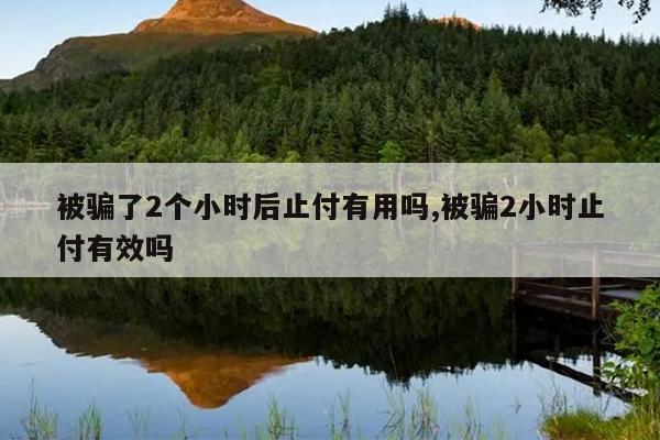 被骗了2个小时后止付有用吗,被骗2小时止付有效吗