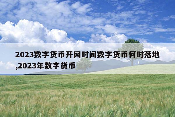 2023数字货币开网时间数字货币何时落地,2023年数字货币