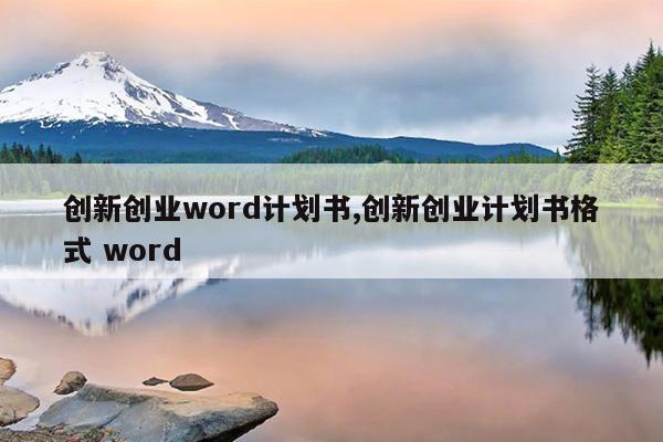 创新创业word计划书,创新创业计划书格式 word