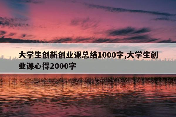 大学生创新创业课总结1000字,大学生创业课心得2000字