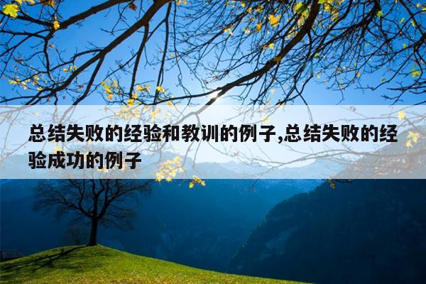 总结失败的经验和教训的例子,总结失败的经验成功的例子