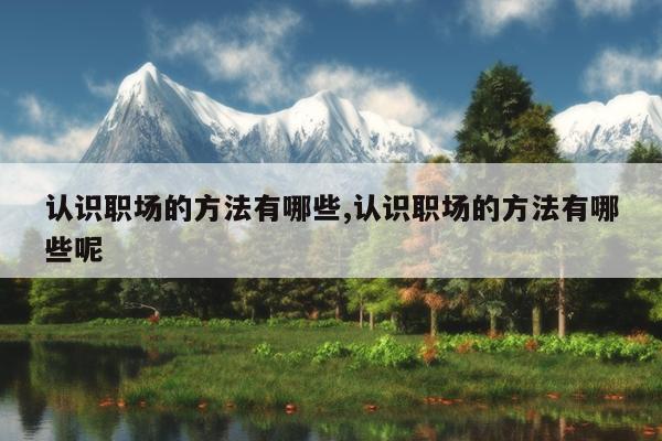 认识职场的方法有哪些,认识职场的方法有哪些呢