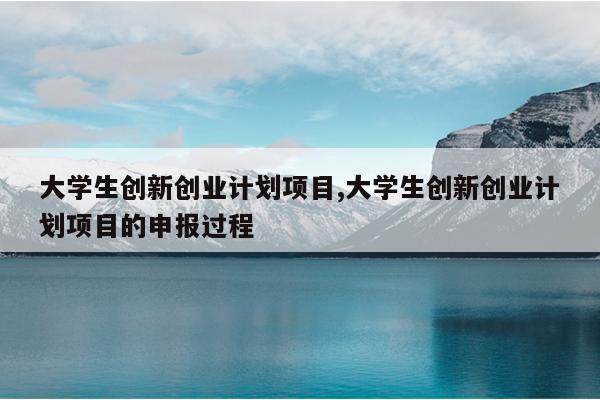 大学生创新创业计划项目,大学生创新创业计划项目的申报过程