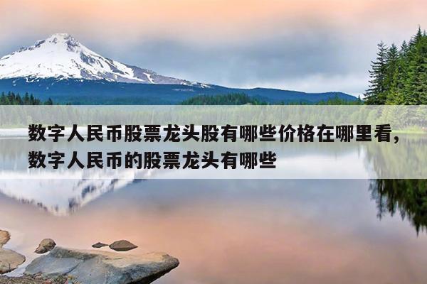 数字人民币股票龙头股有哪些价格在哪里看,数字人民币的股票龙头有哪些