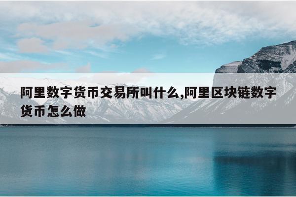 阿里数字货币交易所叫什么,阿里区块链数字货币怎么做