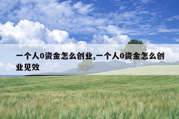 一个人0资金怎么创业,一个人0资金怎么创业见效