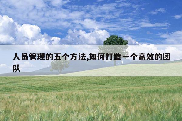 人员管理的五个方法,如何打造一个高效的团队