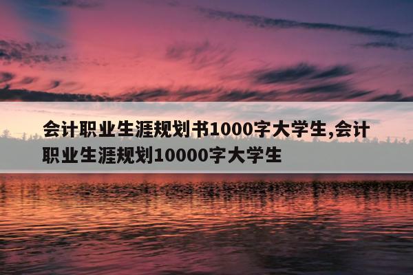会计职业生涯规划书1000字大学生,会计职业生涯规划10000字大学生