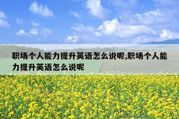 职场个人能力提升英语怎么说呢,职场个人能力提升英语怎么说呢