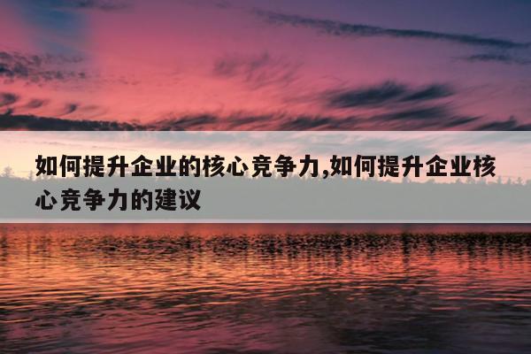 如何提升企业的核心竞争力,如何提升企业核心竞争力的建议