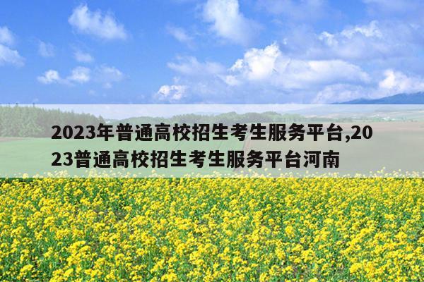 2023年普通高校招生考生服务平台,2023普通高校招生考生服务平台河南