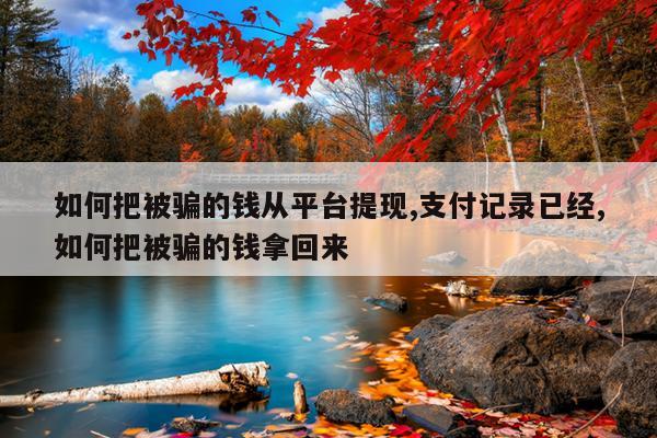 如何把被骗的钱从平台提现,支付记录已经,如何把被骗的钱拿回来