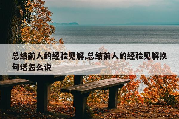 总结前人的经验见解,总结前人的经验见解换句话怎么说