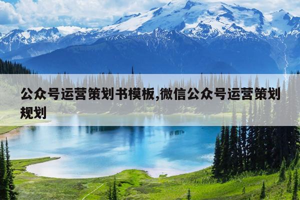 公众号运营策划书模板,微信公众号运营策划规划