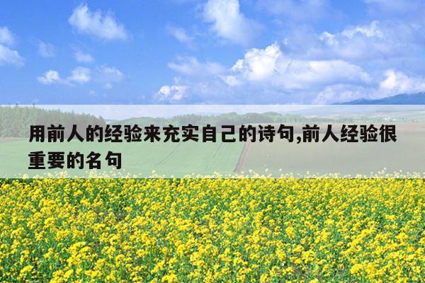 用前人的经验来充实自己的诗句,前人经验很重要的名句