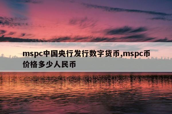 mspc中国央行发行数字货币,mspc币价格多少人民币