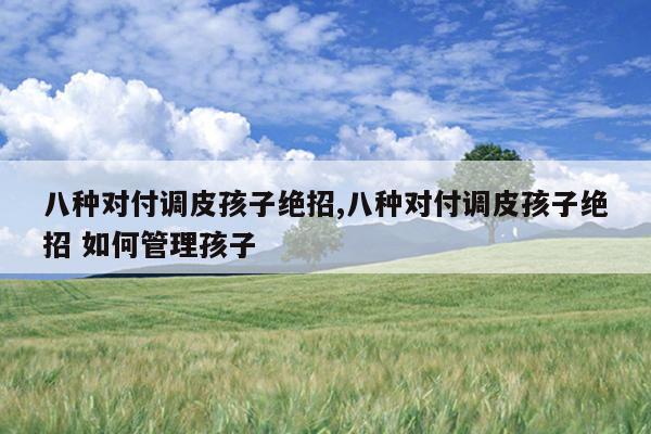 八种对付调皮孩子绝招,八种对付调皮孩子绝招 如何管理孩子