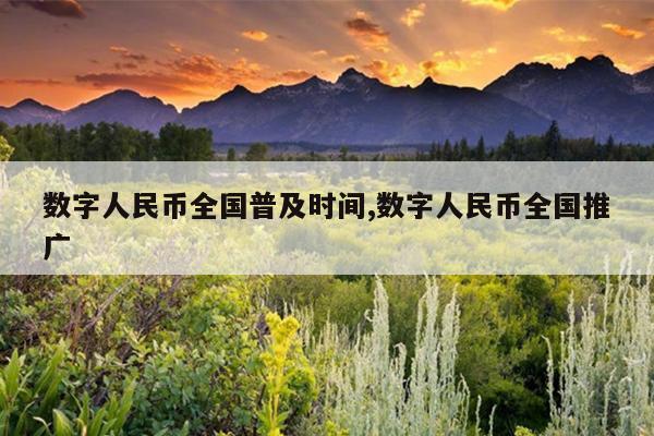 数字人民币全国普及时间,数字人民币全国推广