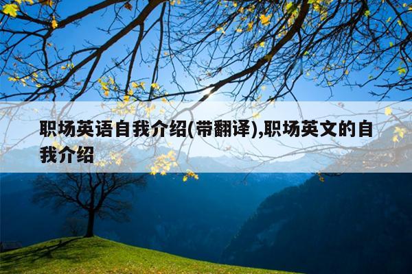 职场英语自我介绍(带翻译),职场英文的自我介绍