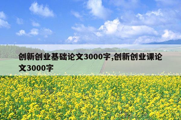 创新创业基础论文3000字,创新创业课论文3000字