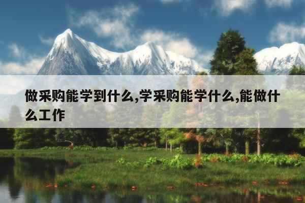 做采购能学到什么,学采购能学什么,能做什么工作
