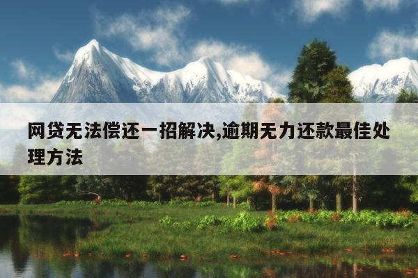 网贷无法偿还一招解决,逾期无力还款最佳处理方法