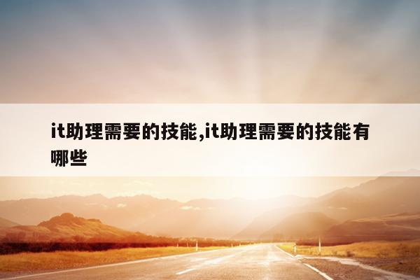it助理需要的技能,it助理需要的技能有哪些