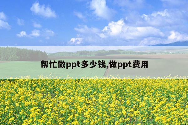 帮忙做ppt多少钱,做ppt费用