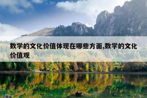 数学的文化价值体现在哪些方面,数学的文化价值观
