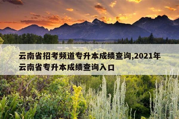 云南省招考频道专升本成绩查询,2021年云南省专升本成绩查询入口
