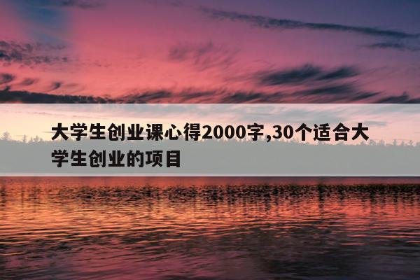 大学生创业课心得2000字,30个适合大学生创业的项目