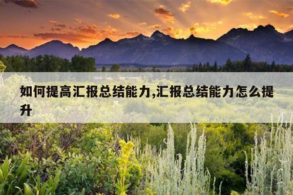 如何提高汇报总结能力,汇报总结能力怎么提升
