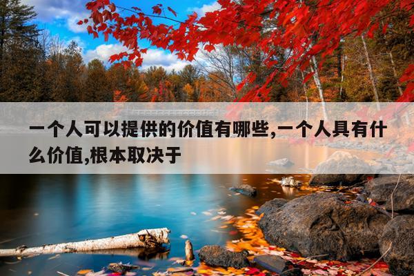 一个人可以提供的价值有哪些,一个人具有什么价值,根本取决于