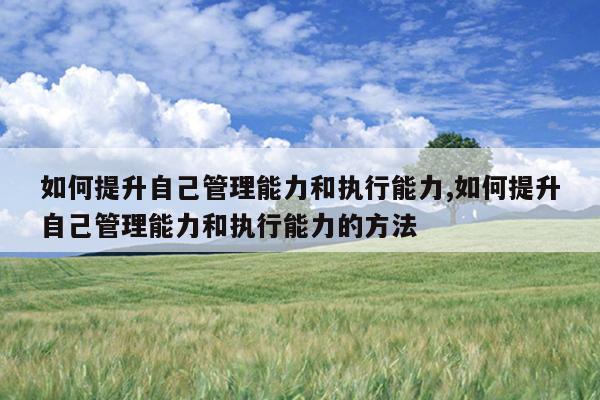 如何提升自己管理能力和执行能力,如何提升自己管理能力和执行能力的方法