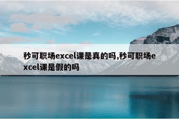 秒可职场excel课是真的吗,秒可职场excel课是假的吗