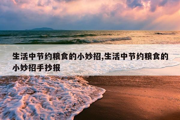 生活中节约粮食的小妙招,生活中节约粮食的小妙招手抄报